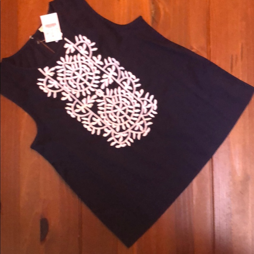 Crewcuts navy top with embroidery.